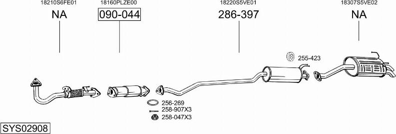 Bosal SYS02908 - Система выпуска ОГ avtokuzovplus.com.ua