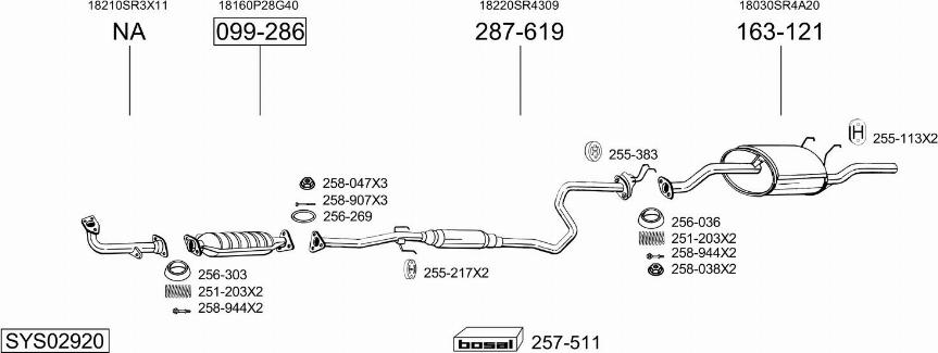 Bosal SYS02920 - Система выпуска ОГ avtokuzovplus.com.ua