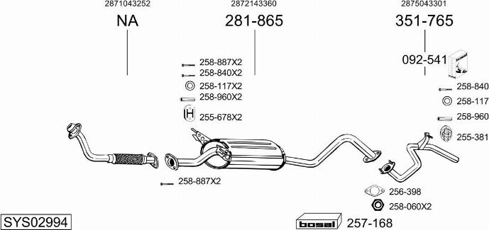 Bosal SYS02994 - Система випуску ОГ autocars.com.ua