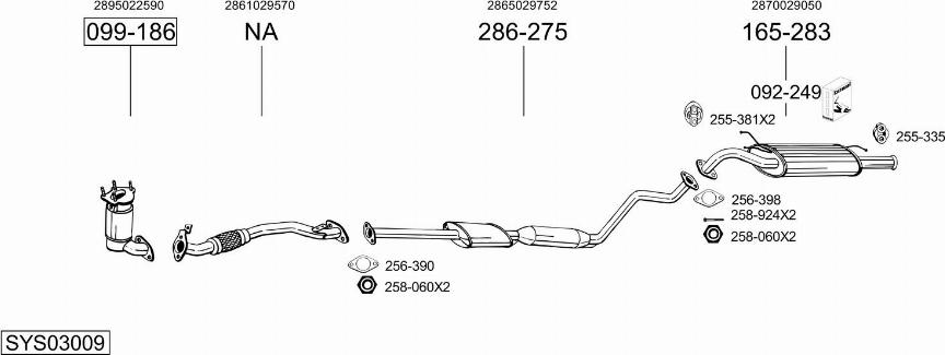 Bosal SYS03009 - Система випуску ОГ autocars.com.ua