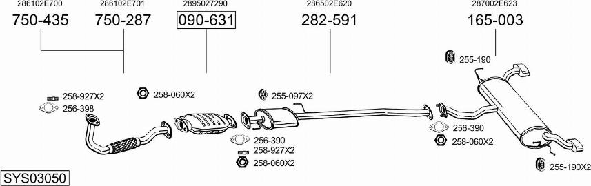 Bosal SYS03050 - Система випуску ОГ autocars.com.ua