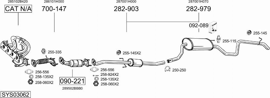 Bosal SYS03062 - Система випуску ОГ autocars.com.ua