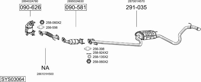 Bosal SYS03064 - Система випуску ОГ autocars.com.ua