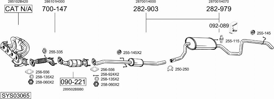 Bosal SYS03065 - Система випуску ОГ autocars.com.ua