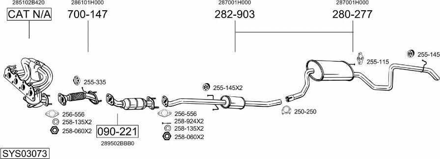 Bosal SYS03073 - Система випуску ОГ autocars.com.ua