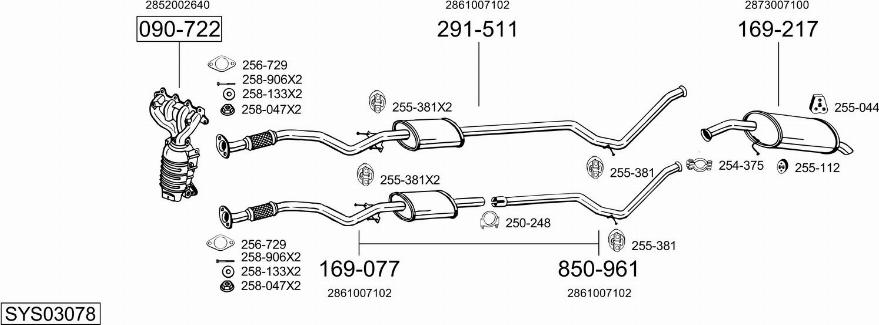 Bosal SYS03078 - Система випуску ОГ autocars.com.ua