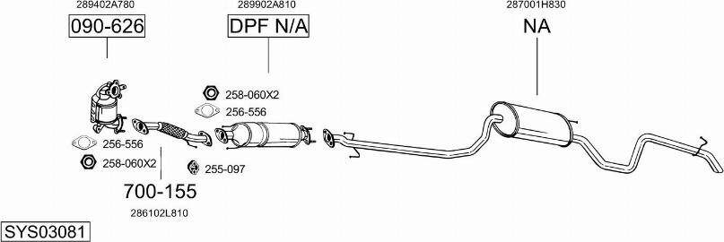 Bosal SYS03081 - Система випуску ОГ autocars.com.ua