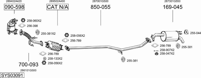 Bosal SYS03091 - Система випуску ОГ autocars.com.ua