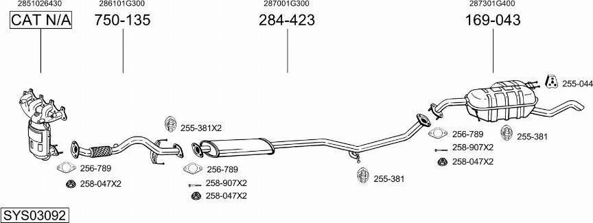 Bosal SYS03092 - Система випуску ОГ autocars.com.ua