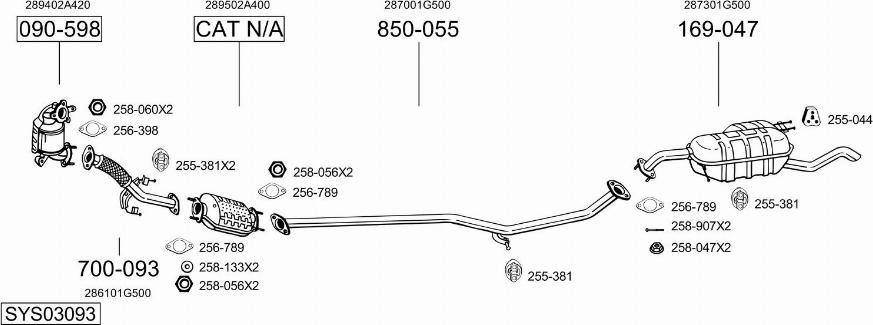 Bosal SYS03093 - Система випуску ОГ autocars.com.ua