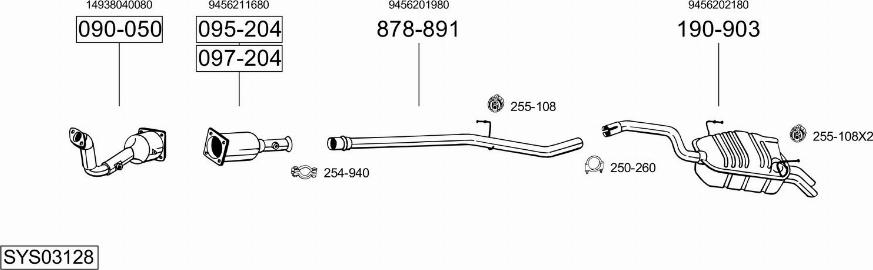 Bosal SYS03128 - Система выпуска ОГ avtokuzovplus.com.ua