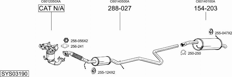 Bosal SYS03190 - Система випуску ОГ autocars.com.ua