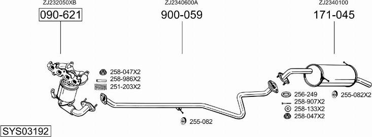 Bosal SYS03192 - Система випуску ОГ autocars.com.ua