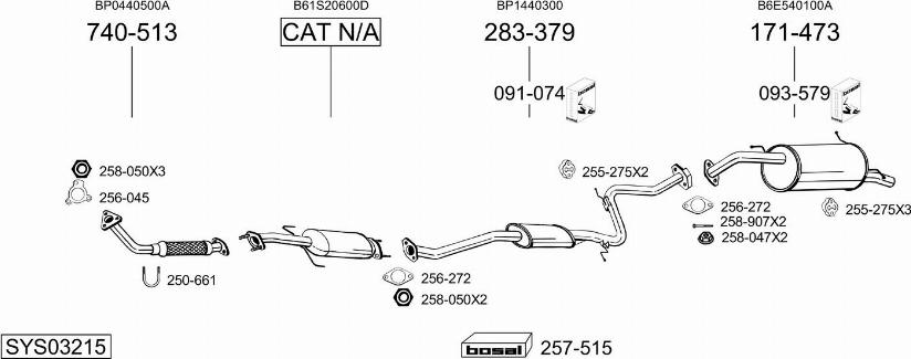 Bosal SYS03215 - Система выпуска ОГ avtokuzovplus.com.ua