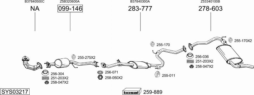Bosal SYS03217 - Система випуску ОГ autocars.com.ua