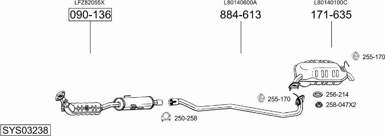 Bosal SYS03238 - Система випуску ОГ autocars.com.ua