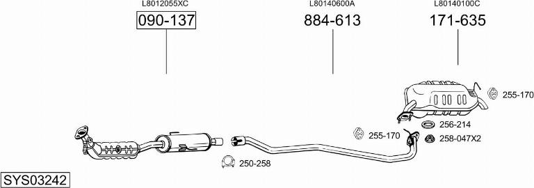 Bosal SYS03242 - Система випуску ОГ autocars.com.ua