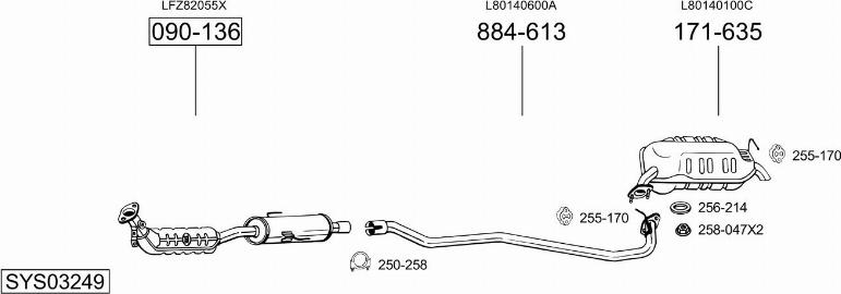 Bosal SYS03249 - Система выпуска ОГ avtokuzovplus.com.ua