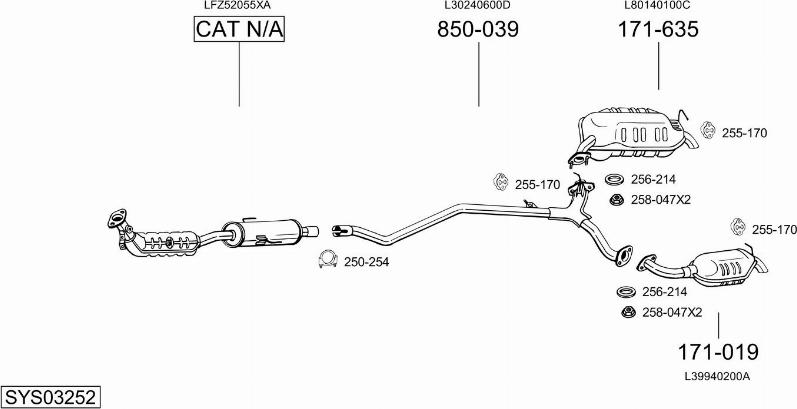 Bosal SYS03252 - Система випуску ОГ autocars.com.ua