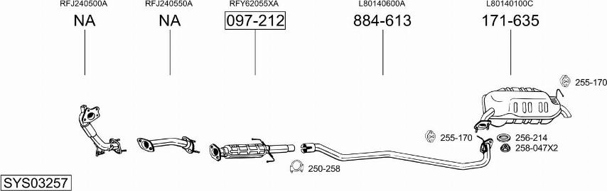 Bosal SYS03257 - Система выпуска ОГ avtokuzovplus.com.ua