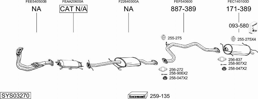 Bosal SYS03270 - Система випуску ОГ autocars.com.ua