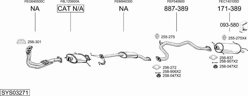 Bosal SYS03271 - Система випуску ОГ autocars.com.ua