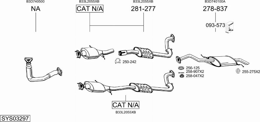 Bosal SYS03297 - Система випуску ОГ autocars.com.ua