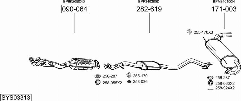 Bosal SYS03313 - Система випуску ОГ autocars.com.ua