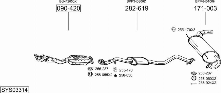 Bosal SYS03314 - Система випуску ОГ autocars.com.ua