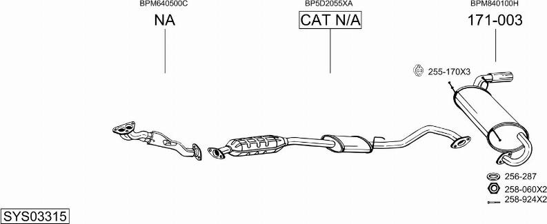 Bosal SYS03315 - Система випуску ОГ autocars.com.ua