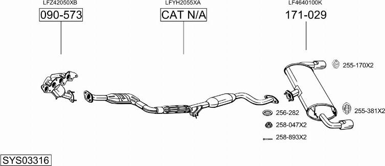 Bosal SYS03316 - Система випуску ОГ autocars.com.ua