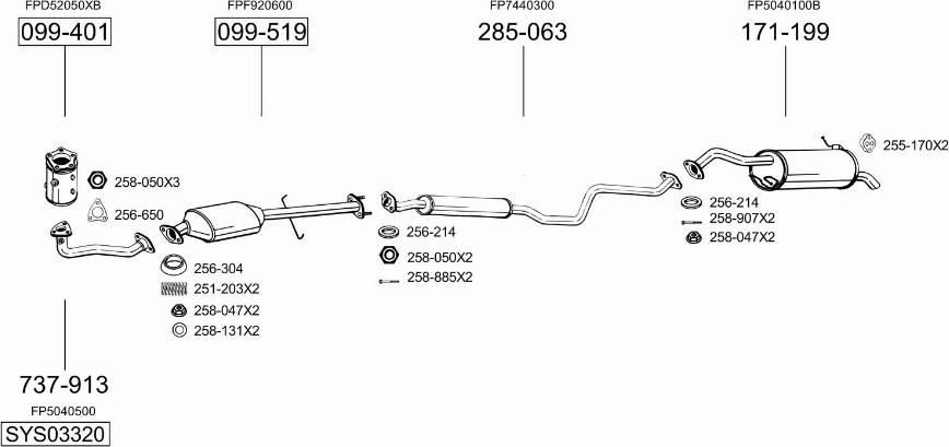 Bosal SYS03320 - Система випуску ОГ autocars.com.ua