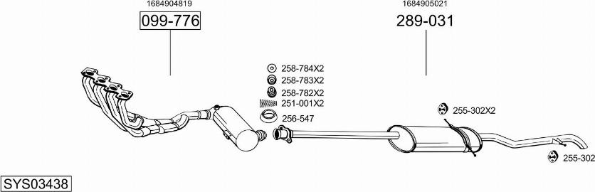 Bosal SYS03438 - Система випуску ОГ autocars.com.ua