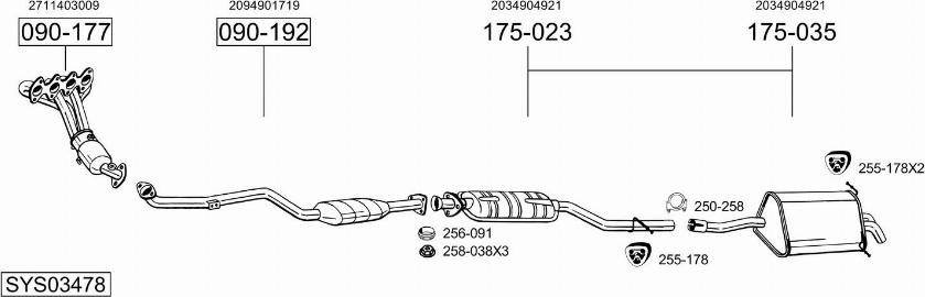 Bosal SYS03478 - Система випуску ОГ autocars.com.ua