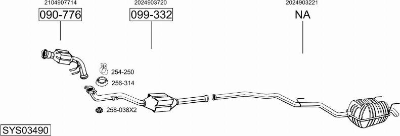 Bosal SYS03490 - Система випуску ОГ autocars.com.ua