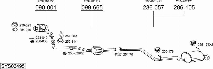 Bosal SYS03495 - Система выпуска ОГ avtokuzovplus.com.ua