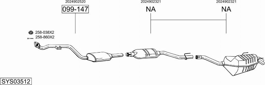 Bosal SYS03512 - Система выпуска ОГ avtokuzovplus.com.ua