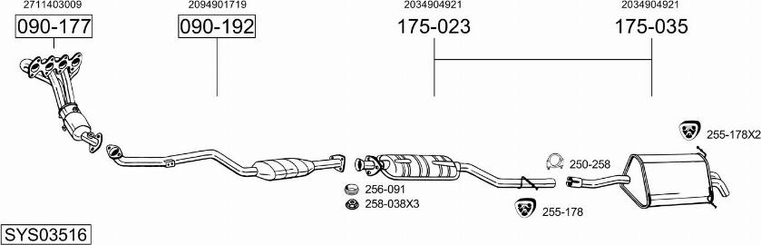 Bosal SYS03516 - Система выпуска ОГ avtokuzovplus.com.ua