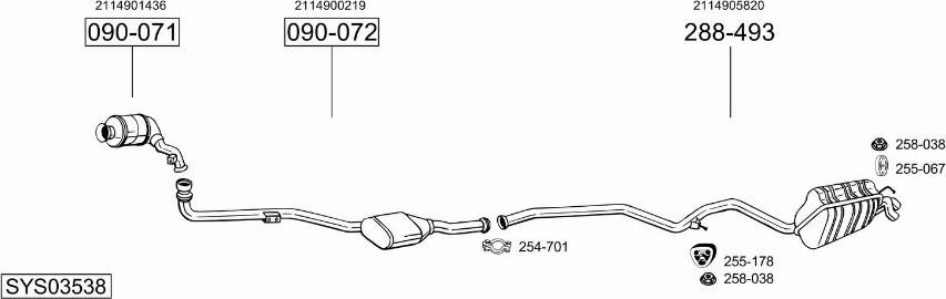 Bosal SYS03538 - Система випуску ОГ autocars.com.ua