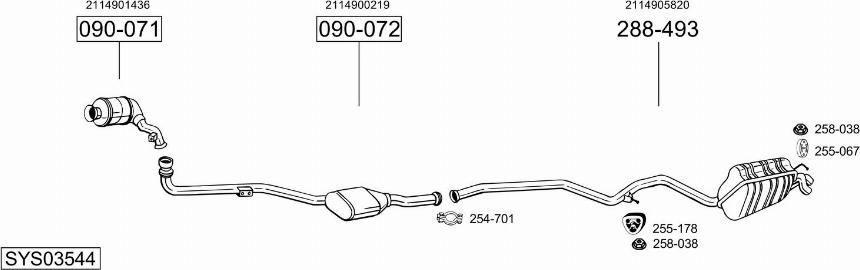 Bosal SYS03544 - Система випуску ОГ autocars.com.ua