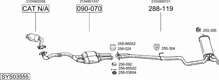Bosal SYS03555 - Система випуску ОГ autocars.com.ua
