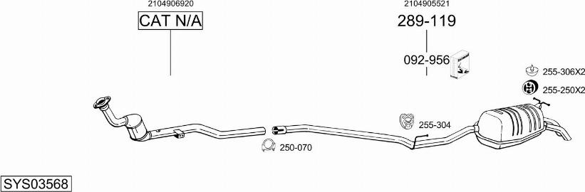 Bosal SYS03568 - Система випуску ОГ autocars.com.ua