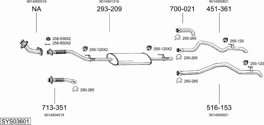 Bosal SYS03601 - Система випуску ОГ autocars.com.ua