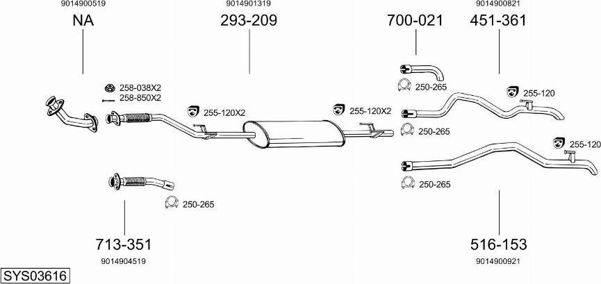 Bosal SYS03616 - Система выпуска ОГ avtokuzovplus.com.ua