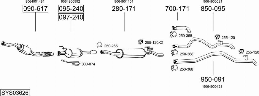 Bosal SYS03626 - Система випуску ОГ autocars.com.ua