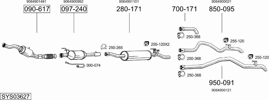 Bosal SYS03627 - Система випуску ОГ autocars.com.ua