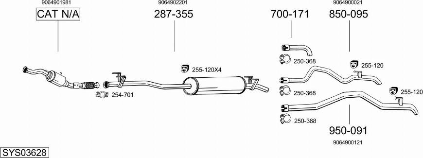 Bosal SYS03628 - Система випуску ОГ autocars.com.ua