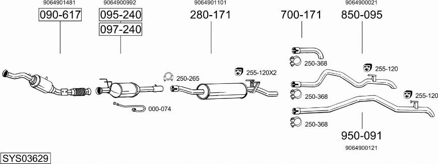 Bosal SYS03629 - Система випуску ОГ autocars.com.ua