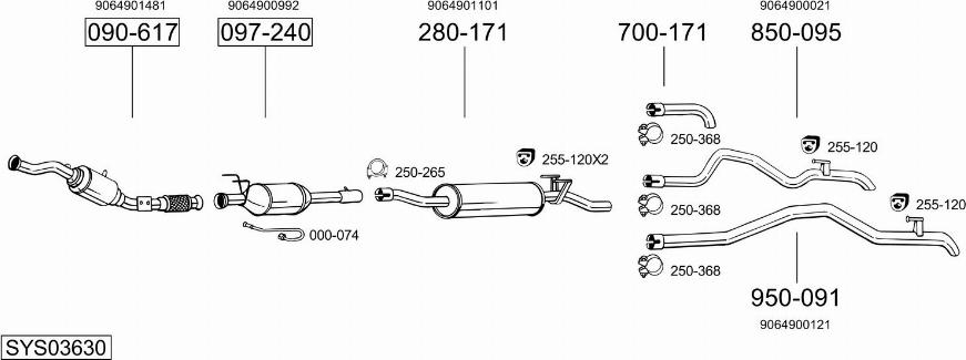 Bosal SYS03630 - Система випуску ОГ autocars.com.ua