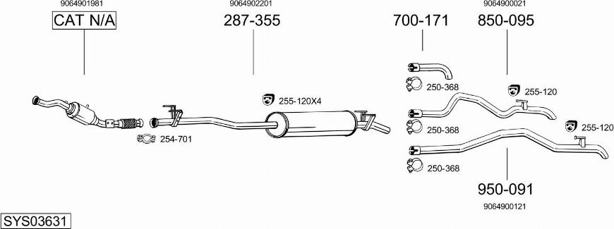 Bosal SYS03631 - Система випуску ОГ autocars.com.ua